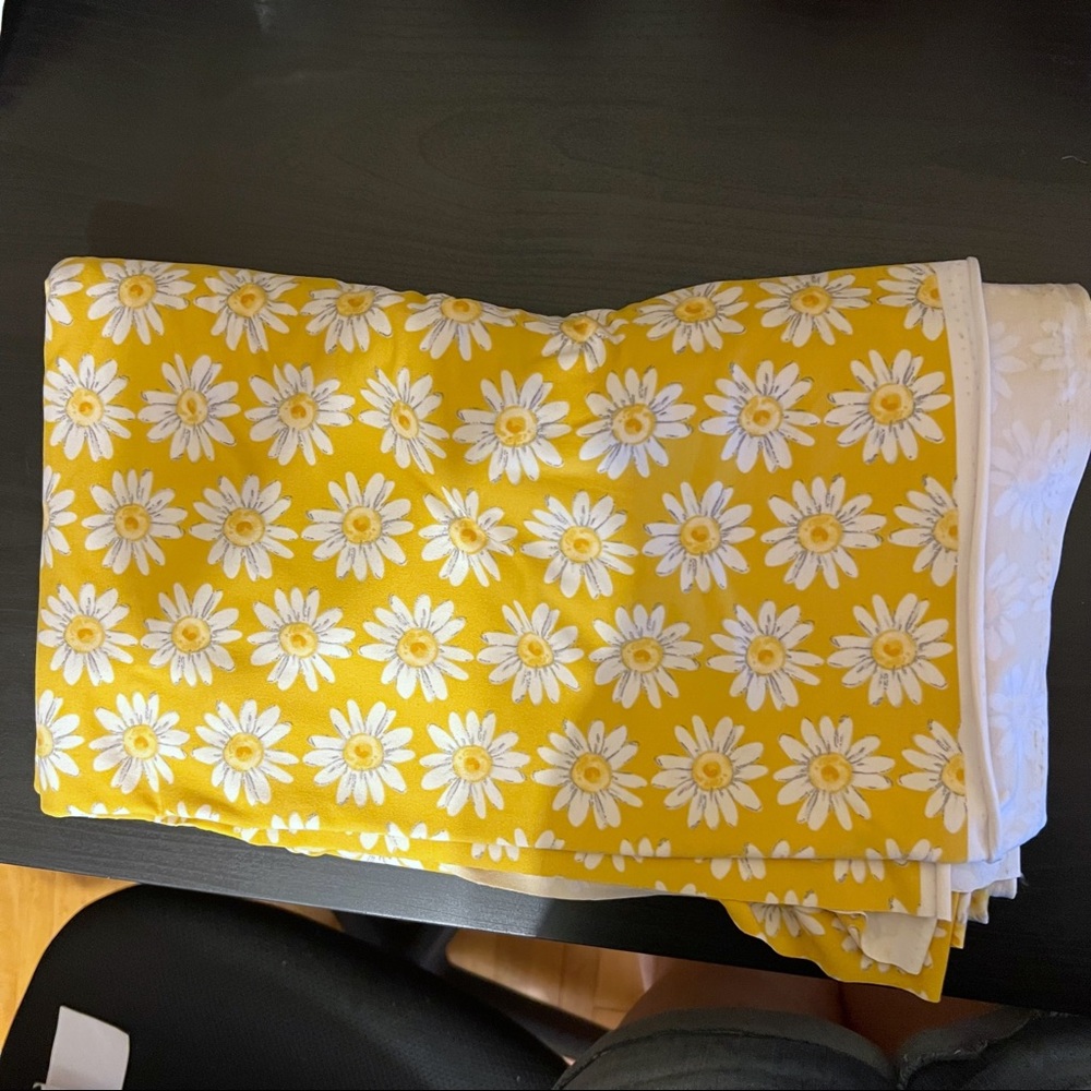 2 yards yellow daisy stretch knit fabric